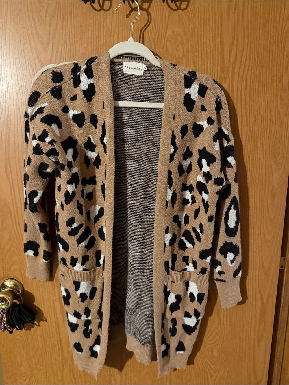 Dreamers Leopard Print Open-Front Cardigan